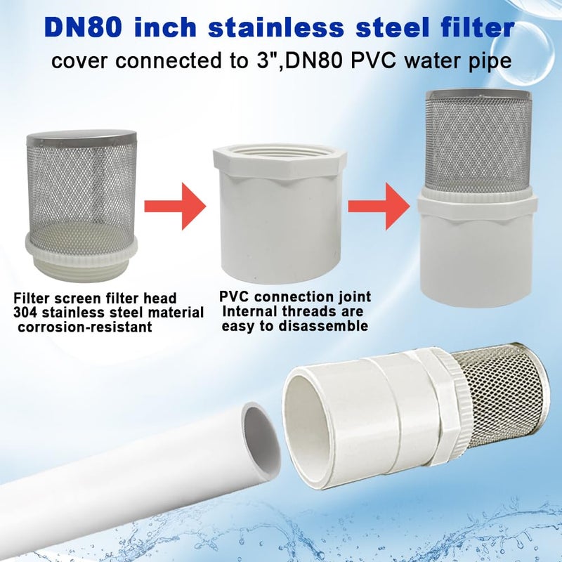 AIMCOCO Store 3" Stainless Steel Filter DN80/3" Suction Strainers Used to Remove Debris and Reduce Solid Entry（1pcs） - Image 3